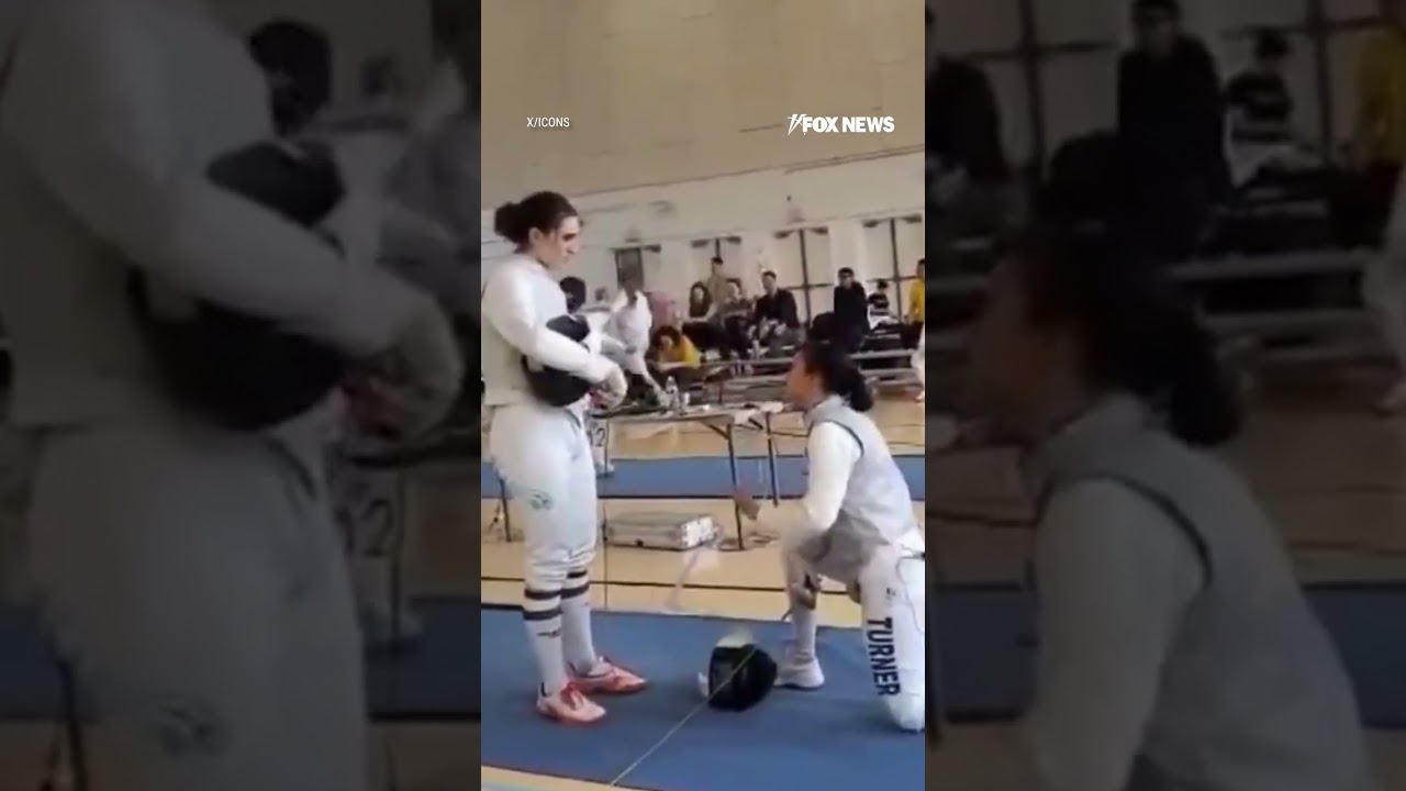 Female fencer takes a knee to protest competing against trans opponent #news #womenssports #shorts