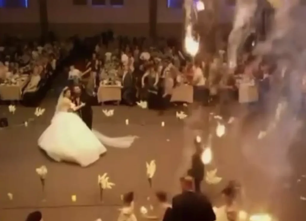 The inferno occurred at a popular wedding hall in Qaracosh, near the city of Mosul.
