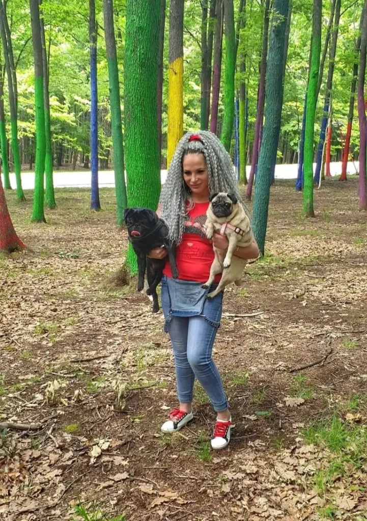 Adriana Neagoe’s body was found eaten by her pet pugs after lying undiscovered for days.